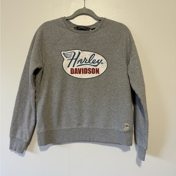 Harley-Davidson Tops - Women Harley Davidson grey white blue red logo crewneck sweatshirt Milwaukee WI